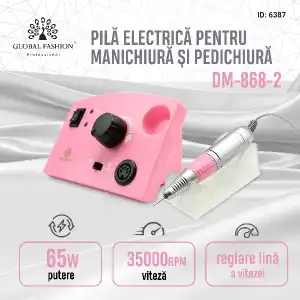 Azonnali szállítás Elektromos körömreszelő DM-868-2, Global Fashion, 65W, 35000 rpm, Pink 6387, nagykereskedelmi