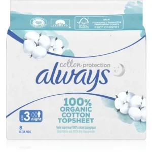 AlwaysCotton Protection Night egészségügyi betétek parfümmentes Végkiárusítás