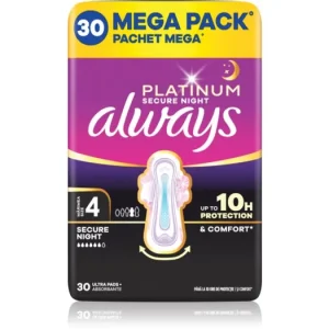 AlwaysPlatinum Secure Night Size 4 egészségügyi betétek éjszakára Csak ma