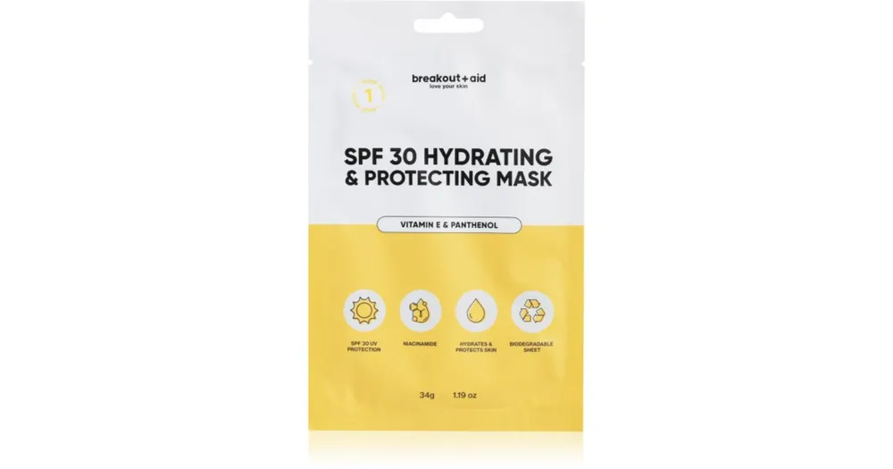 Gyors kiszállítás breakout + aidSPF 30 Hydrating & Protecting Mask hidratáló gézmaszk E-vitaminnal