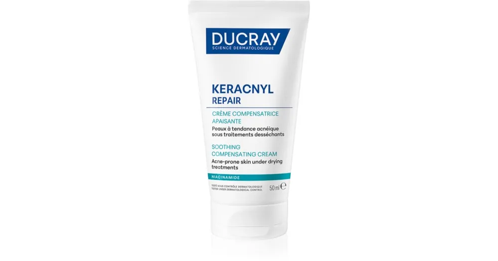 Legkelendőbb DucrayKeracnyl Repair Soothing Compensating Cream nyugtató és hidratáló krém az aknéra hajlamos érzékeny bőrre