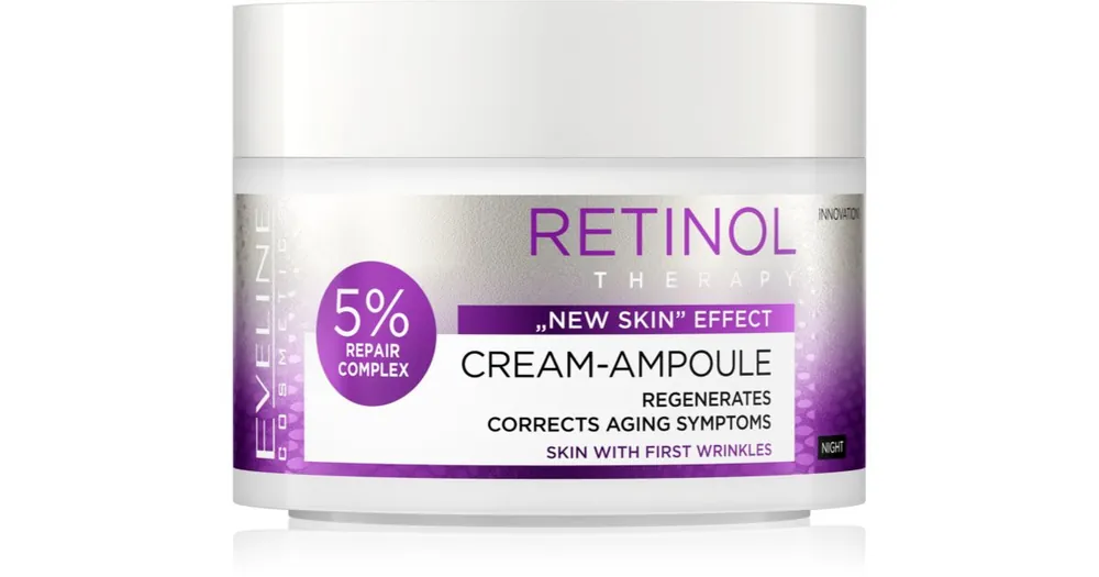 Akció Eveline CosmeticsCream-Ampoule Retinol éjszakai regeneráló krém a bőröregedés első jeleinek eltüntetésére