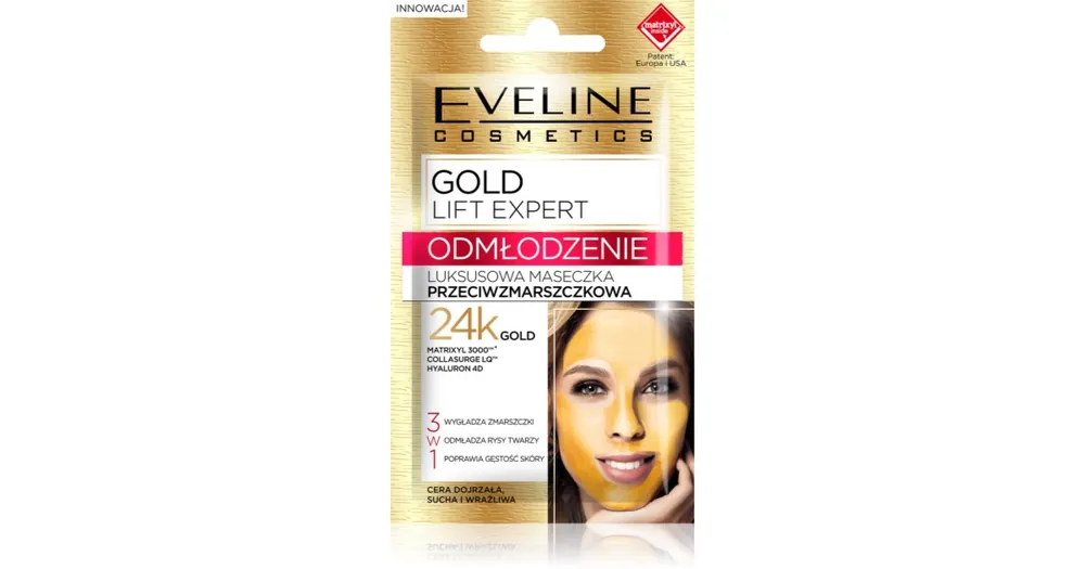 Biztonságos vásárlás Eveline CosmeticsGold Lift Expert fiatalító maszk 3 az 1-ben