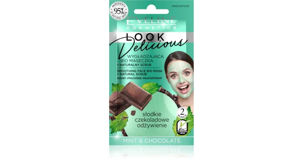 Szezonális akció Eveline CosmeticsLook Delicious Mint & Chocolate hidratáló kisimító maszk csokoládéval