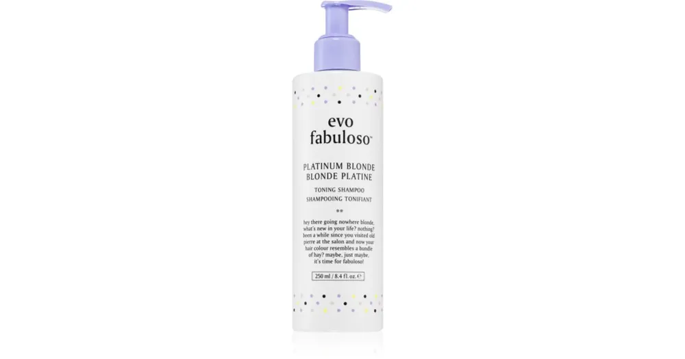 Biztonságos fizetés EVOFabuloso Toning Shampoo lila tonizáló sampon semlegesíti a sárgás tónusokat