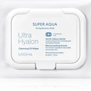 Kiárusítás MisshaSuper Aqua 10 Hyaluronic Acid tisztító és sminklemosó törlőkendők
