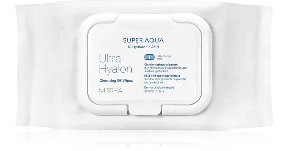 Kiárusítás MisshaSuper Aqua 10 Hyaluronic Acid tisztító és sminklemosó törlőkendők