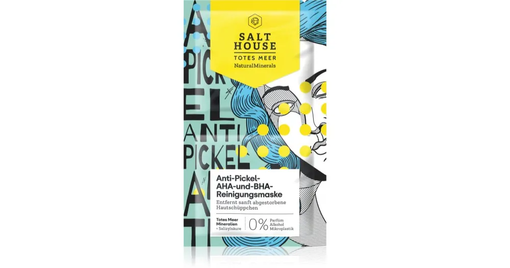 Prémium Salt HouseNatural Minerals Anti-pimple AHA and BHA Cleansing Mask tisztító maszk
