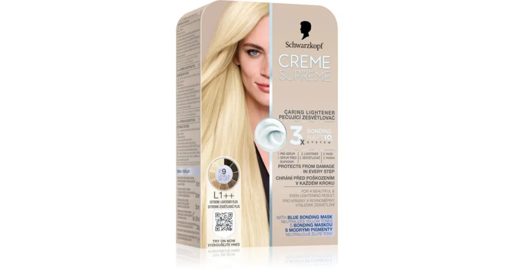 SchwarzkopfCreme Supreme Caring Lightener tartós hajfesték a haj élénkítésére Expressz kézbesítés