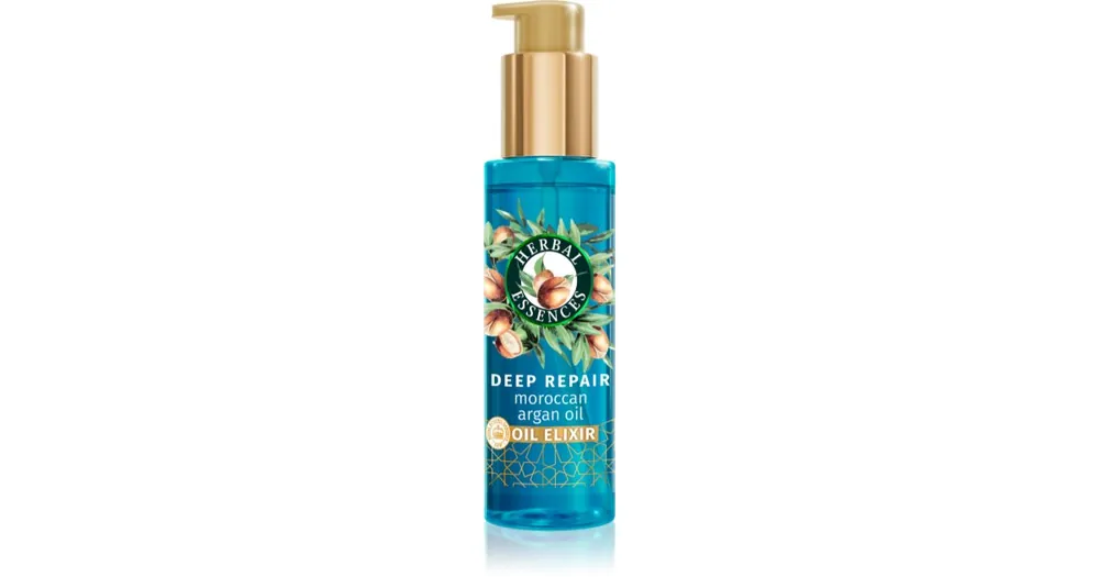 Újdonság Herbal EssencesDeep Repair Moroccan Argan Oil öblítést nem igénylő elixír a sérült, töredezett hajra