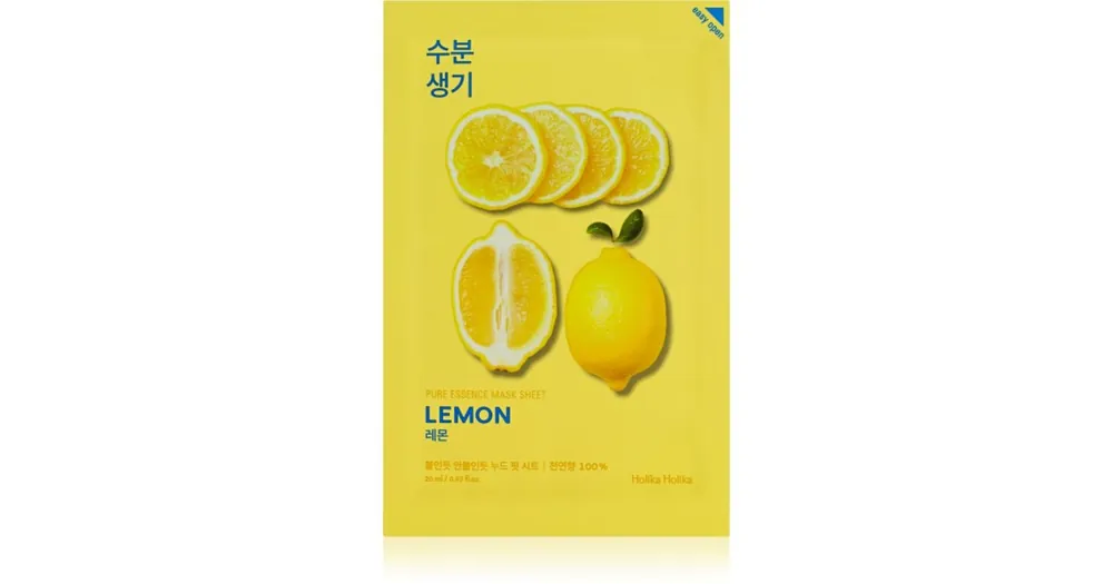 Holika HolikaPure Essence Lemon arcmaszk bőrpuhító és frissítő hatással C vitamin Legkelendőbb