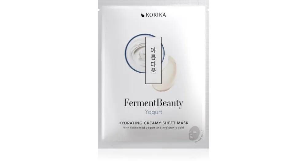 Ne maradj le KORIKAFermentBeauty Hydrating Face Sheet Mask with Fermented Yogurt and Hyaluronic Acid hidratáló gézmaszk fermentált joghurttal és hialuronsavval
