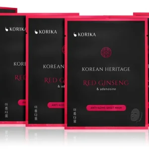 KORIKAKorean Heritage Red Ginseng & Adenosine Anti-aging Sheet Mask arcmaszk szett kedvezményes áron a bőr öregedése ellen és a bőr feszesítéséért Prémium