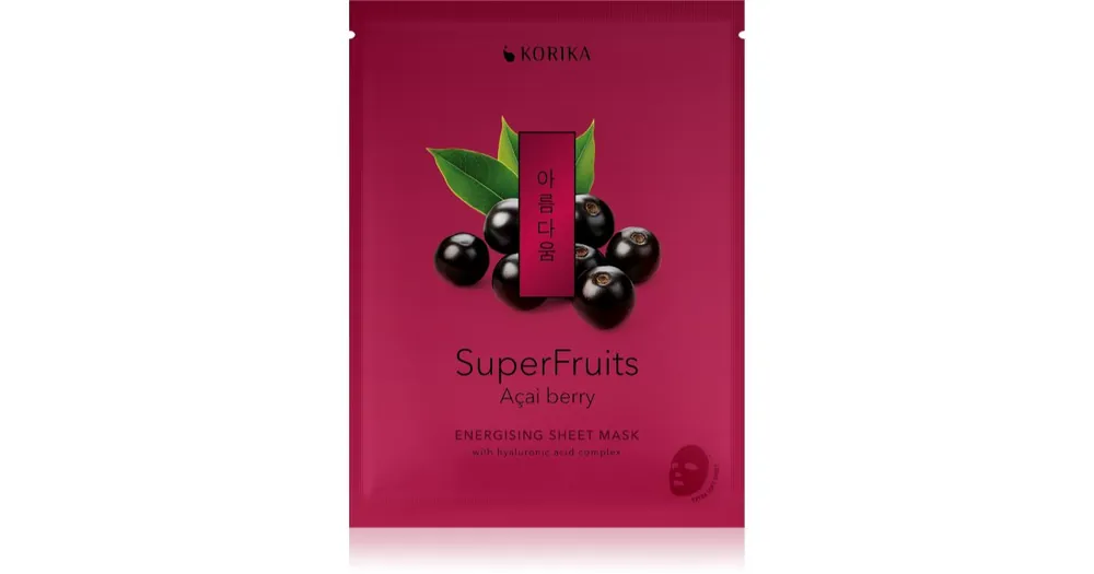 Nézd meg most KORIKASuperFruits Acai Berry - Anti-pollution Sheet Mask arcmaszk méregtelenítő hatással