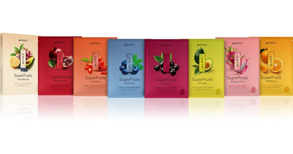 KORIKASuperFruits Everyday Set of 7 Face Sheet Masks arcmaszk szett Biztonságos fizetés