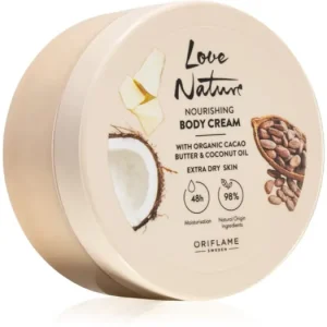 Kiárusítás OriflameLove Nature Cacao Butter & Coconut Oil tápláló testkrém hidratáló hatással