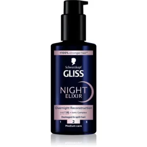 SchwarzkopfGliss Night Elixir öblítést nem igénylő elixír a töredezett hajvégekre Exkluzív ajánlat