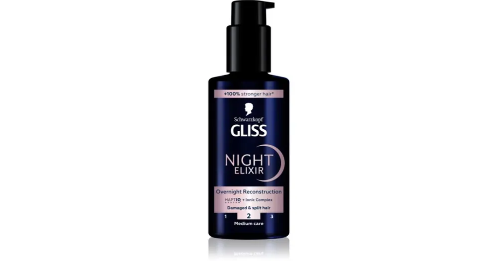 SchwarzkopfGliss Night Elixir öblítést nem igénylő elixír a töredezett hajvégekre Exkluzív ajánlat
