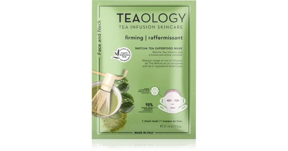 TeaologyMatcha Tea Superfood Mask bőrfeszesítő ézilmaszk matcha teával Expressz szállítás