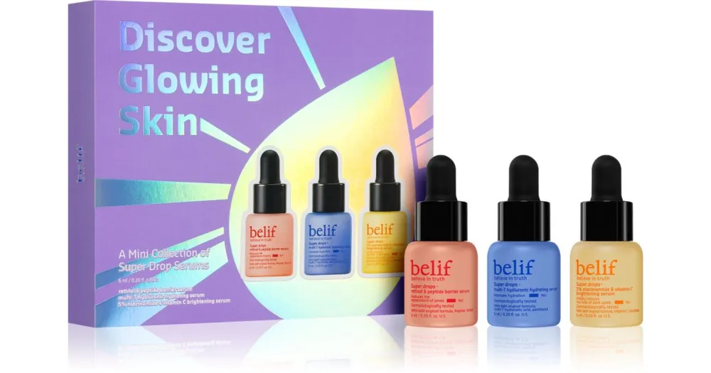 belifSuper Drops Discover Glow Skin Kit ajándékszett a tökéletes bőrért Vásárlói kedvenc