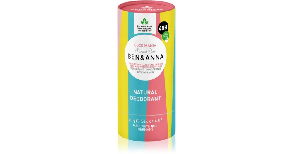 Azonnali szállítás BEN&ANNANatural Deodorant Coco Mania izzadásgátló deo stift