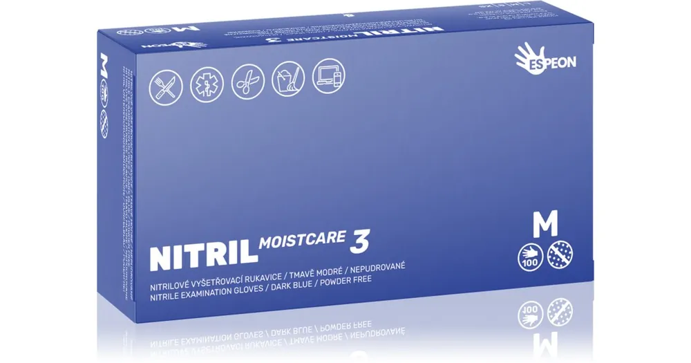EspeonNitril Moistcare3 Dark Blue púdermentes nitrilkesztyű hidratáló hatással Végkiárusítás