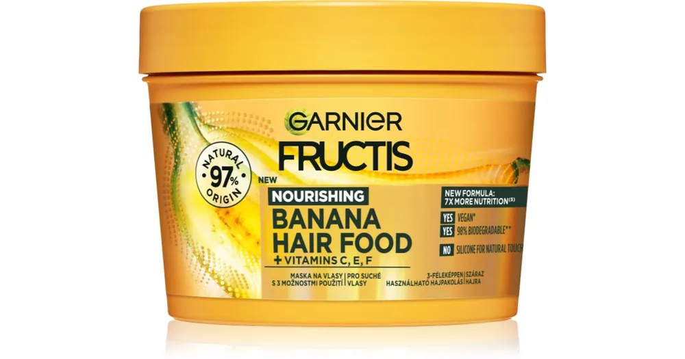 GarnierFructis Banana Hair Food tápláló hajpakolás száraz hajra Árcsökkenés
