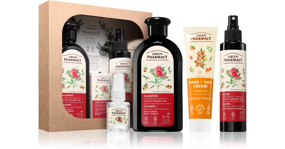 Rendeld meg most Green PharmacyArgan Oil & Pomegranate Set ajándékszett az extra száraz hajra