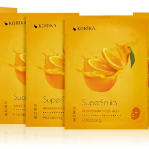 KORIKASuperFruits Hallabong - Set of 5 Brightening Face Sheet Masks arcmaszk szett kedvezményes áron az élénk bőrért Hallabong Akció
