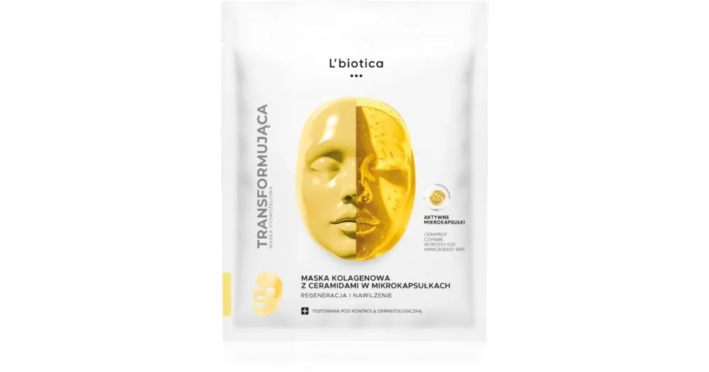 Exkluzív ajánlat L’bioticaTransforming Collagen Mask with Ceramides in Microcapsules kollagén maszk az arcbőr regenerálásáért és táplálásáért