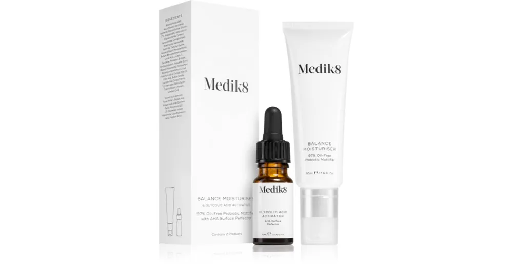 Árcsökkenés Medik8Balance Moisturiser with Glycolic Acid Activator hidratáló arcápoló a mitesszerek ellen