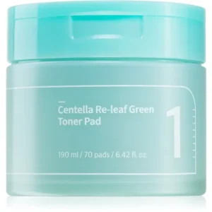 Legkelendőbb NumbuzinNo. 1 Centella Re-Leaf Green Toner Pad tonizáló párnák az arcbőr megnyugtatására