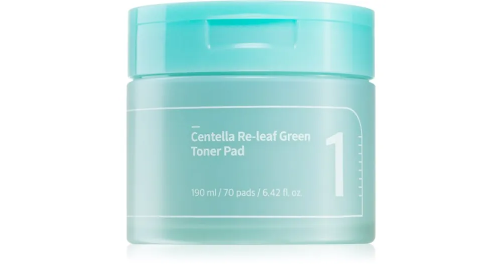 Legkelendőbb NumbuzinNo. 1 Centella Re-Leaf Green Toner Pad tonizáló párnák az arcbőr megnyugtatására
