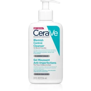 Népszerű CeraVeCleansers Blemish Control Cleanser tisztító gél a pattanásos bőr hibáira