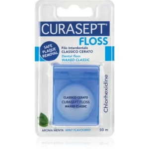 Kihagyhatatlan ajánlat CuraseptDental Floss Waxed Classic viaszolt mentolos fogselyem antibakteriális adalékkal