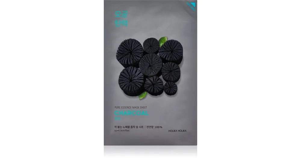 Holika HolikaPure Essence Charcoal aktív szén tartalmú tisztító gézmaszk Prémium
