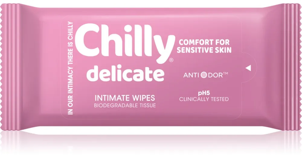 ChillyDelicate Intimate Wipes papírtörlők az intim higiéniához Prémium