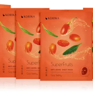 Alacsony ár KORIKASuperFruits Goji Berry - Set of 5 Anti-aging Face Sheet Masks arcmaszk szett kedvezményes áron fiatalító hatással Goji berry