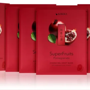 Olcsóbb KORIKASuperFruits Pomegranate - Set of 5 Hydrating Face Sheet Masks arcmaszk szett kedvezményes áron hidratáló hatással