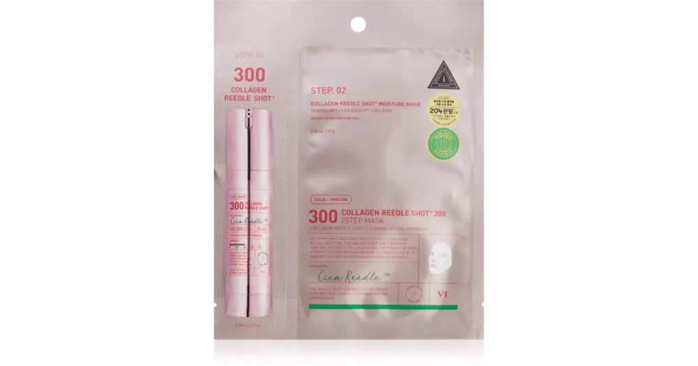 Alacsony ár VT CosmeticsCollagen Reedle Shot 300 2 Step Mask kisimító és feszesítő maszk kétfázisú bőrápoláshoz