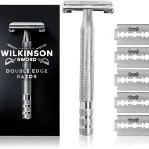 Azonnali szállítás Wilkinson SwordBarber‘s Style Double Edge borotva + tartalék pengék 5 db