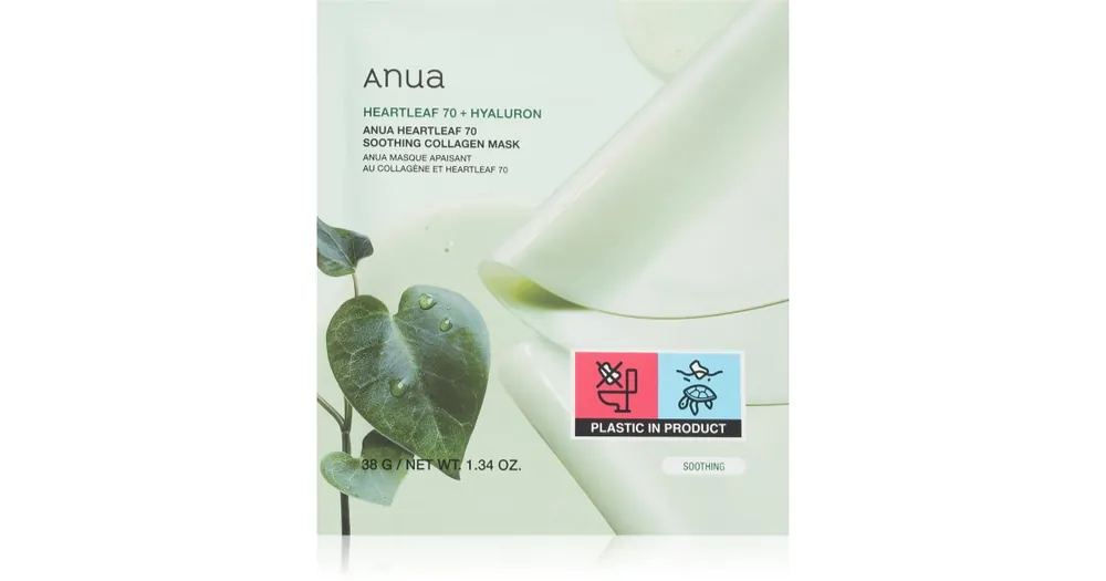 Vásárlói kedvenc AnuaHeartleaf 70% + Hyaluron Soothing Collagen Mask hidratáló arcmaszk nyugtató hatással