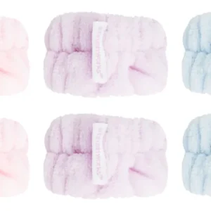 Azonnal elérhető BrushworksPastel Microfibre Wrist Wash Bands a víz arcmosás közbeni lefolyását megelőző karkötő