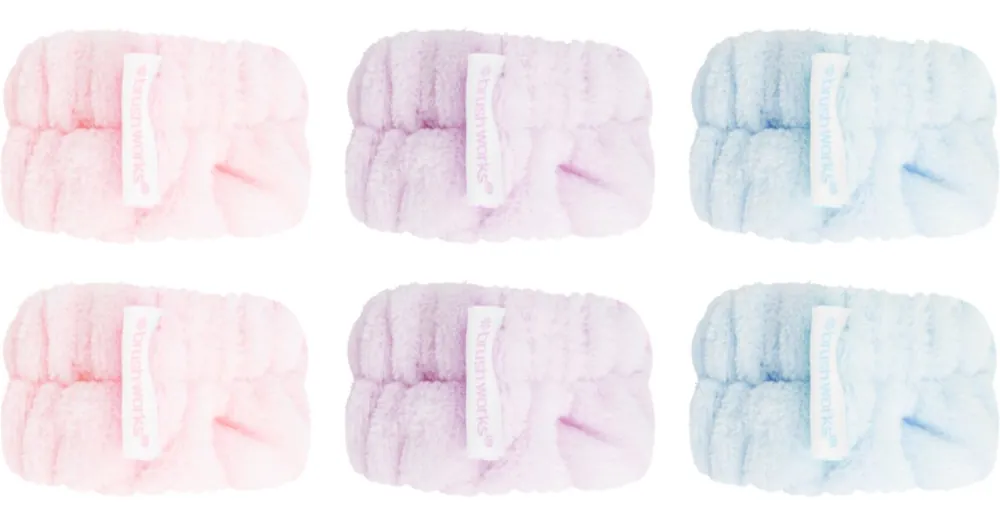 Azonnal elérhető BrushworksPastel Microfibre Wrist Wash Bands a víz arcmosás közbeni lefolyását megelőző karkötő
