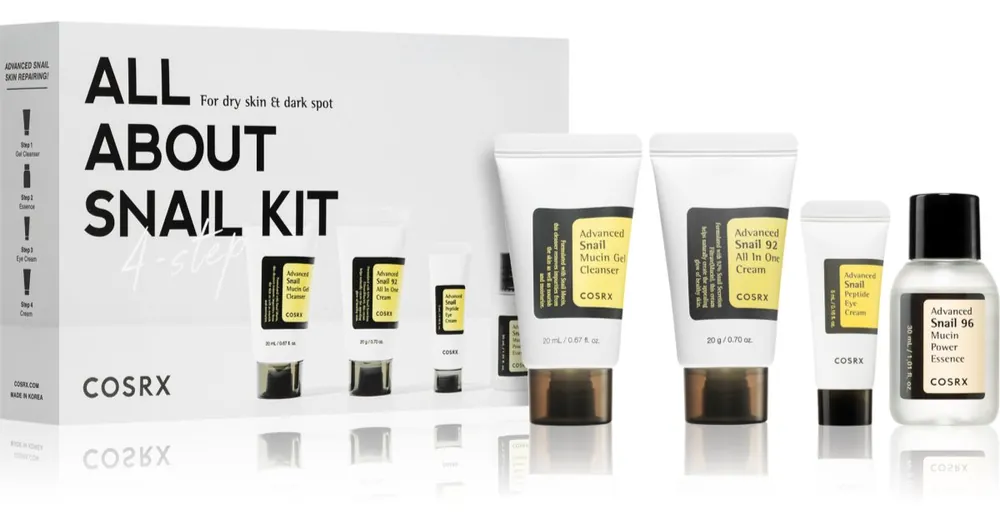 Kihagyhatatlan ajánlat CosrxAdvanced Snail All About Snail Kit szett a bőr intenzív hidratálásához