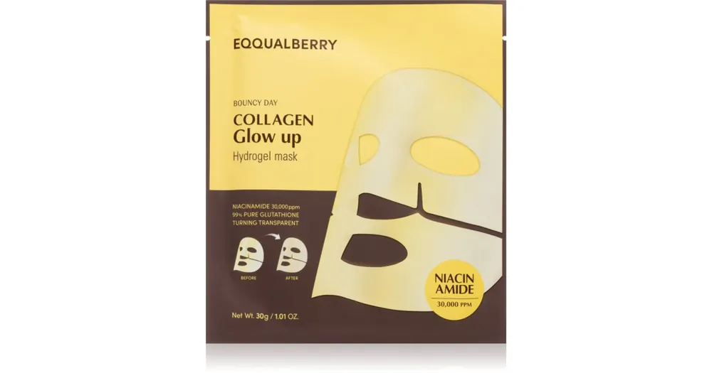 EQQUALBERRYCollagen Glow Up Hydrogel Mask hidratáló és élénkítő arcmaszk géles textúrájú Kihagyhatatlan ajánlat