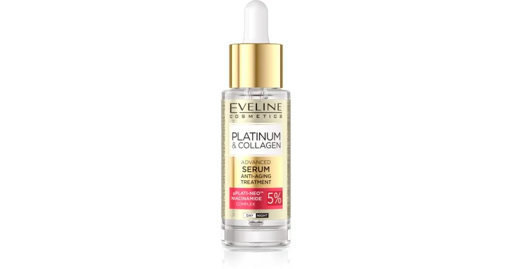 Biztonságos vásárlás Eveline CosmeticsPlatinum & Collagen Advanced Facial Serum Anti-Aging Treatment ránctalanító szérum kollagénnel