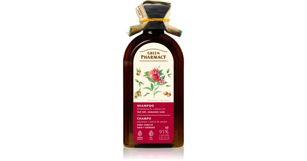 Vásárlói kedvenc Green PharmacyArgan Oil & Pomegranate Shampoo sampon száraz és sérült hajra Argán olajjal