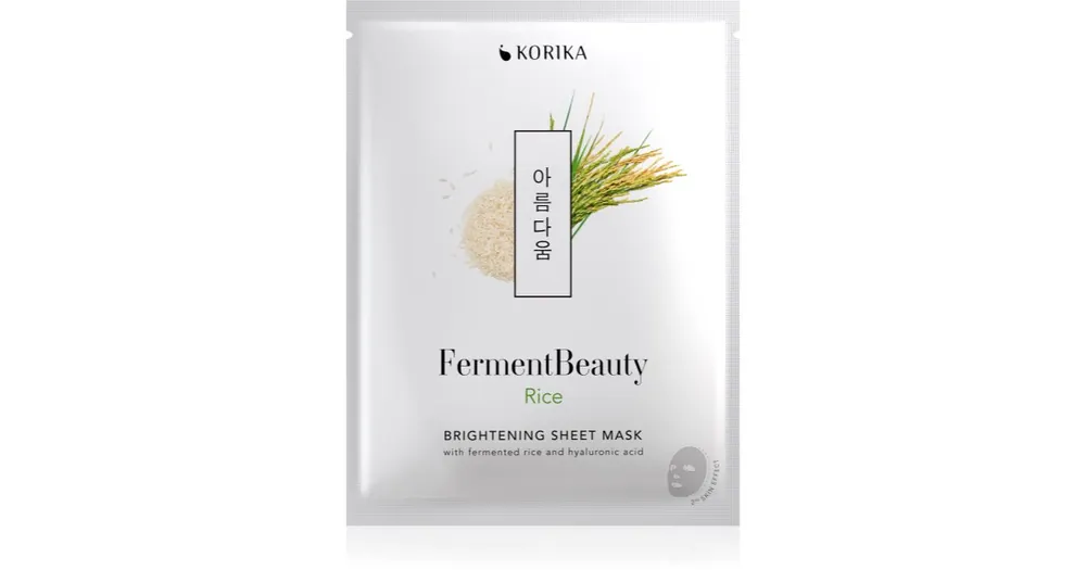 Utolsó esély KORIKAFermentBeauty Brightening Face Sheet Mask with Fermented Rice and Hyaluronic Acid fényesítő hatású gézmaszk fermentált rizzsel és hialuronsavval