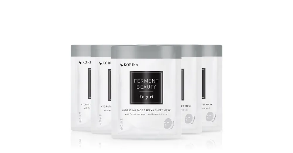 KORIKAFermentBeauty Set of 5 Hydrating Face Sheet Masks with Fermented Yogurt and Hyaluronic Acid arcmaszk szett kedvezményes áron Gyors szállítás